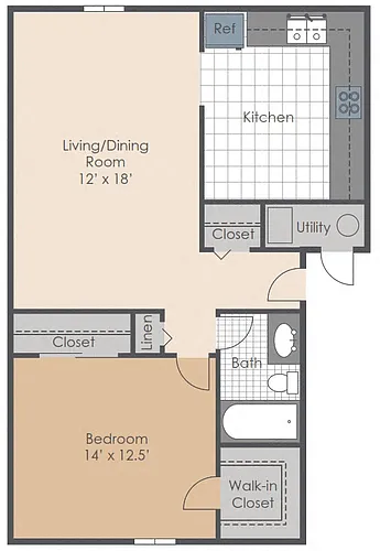 Floor plan One Bedroom Garden