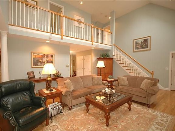 family room with cathedral ceiling