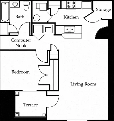 Floor plan One Bedroom One Bathroom