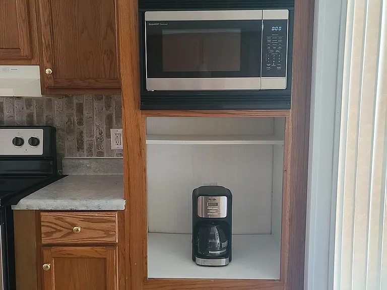 New microwave, Coffee bar area