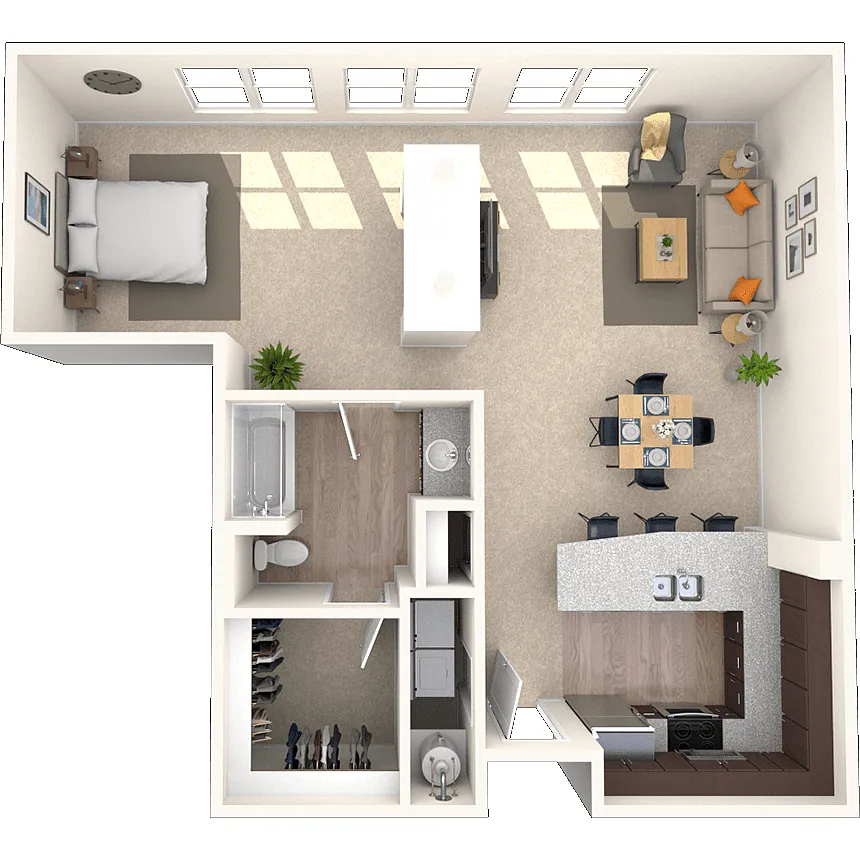 Floor plan Studio 0x1 861-882 SF