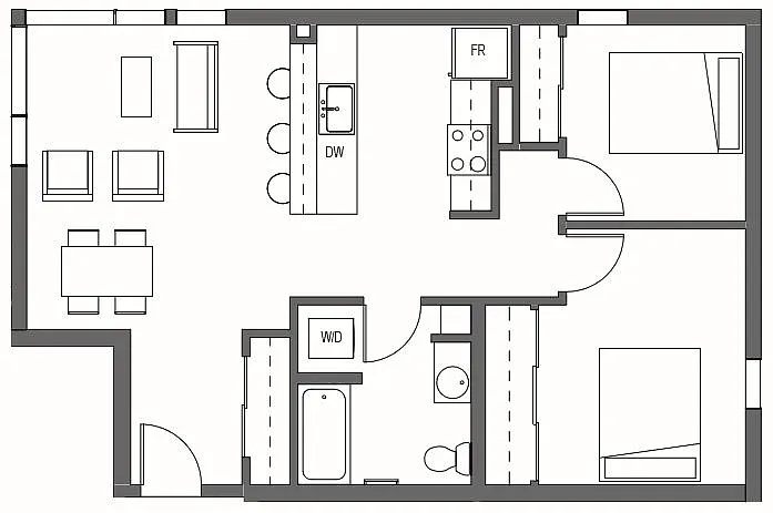 Floor plan Two Bedroom - MFTE B3