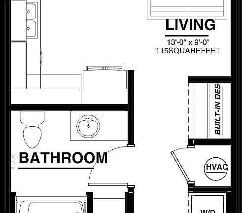 Modern 1-bedroom apartment floor plan, 510 sq ft, featuring a spacious living area, efficient kitchen, and cozy bedroom with ample closet space. Modern 1-bedroom apartment floor plan, 510 sq ft, featuring a spacious living area, efficient kitchen, and coz
