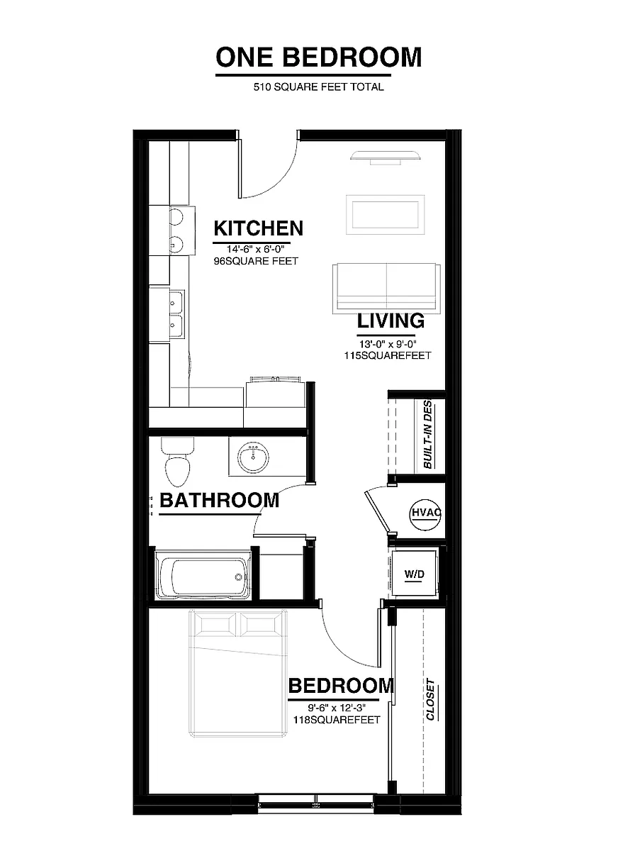 Floor plan 1 Bedroom/1 Bathroom