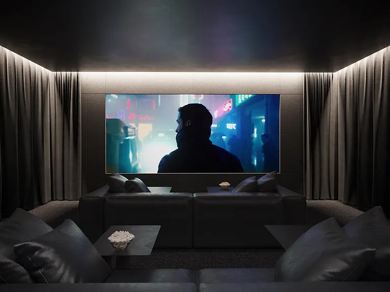 Private Screening Room with Dolby Atmos Surround Sound _ Experience cinematic excellence in this intimate private screening room, designed for ultimate comfort and immersion.