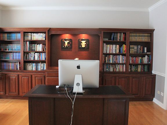 Library built-in bookshelves