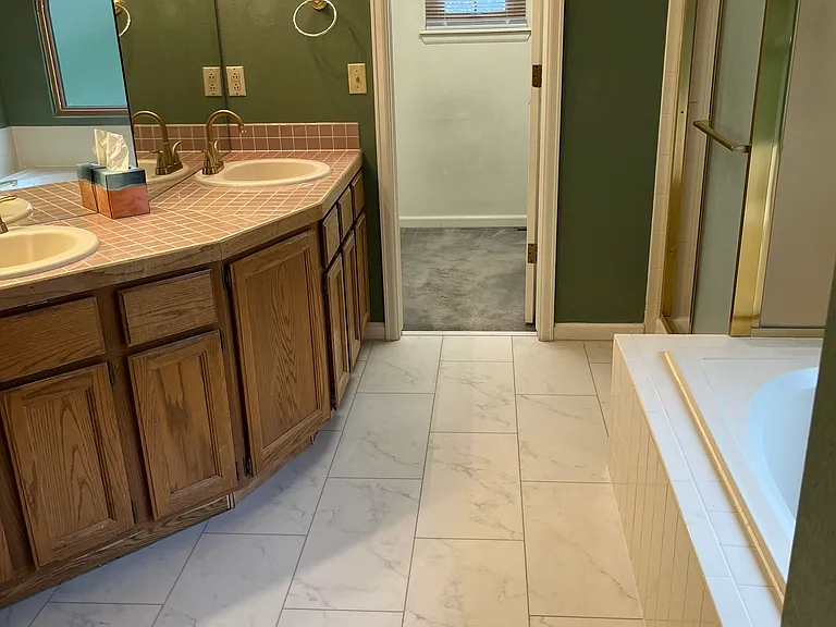 New Luxury vinyl flooring in the master bathroom