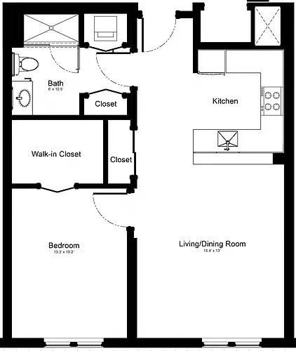 Floor plan 1 Bedroom 1B2
