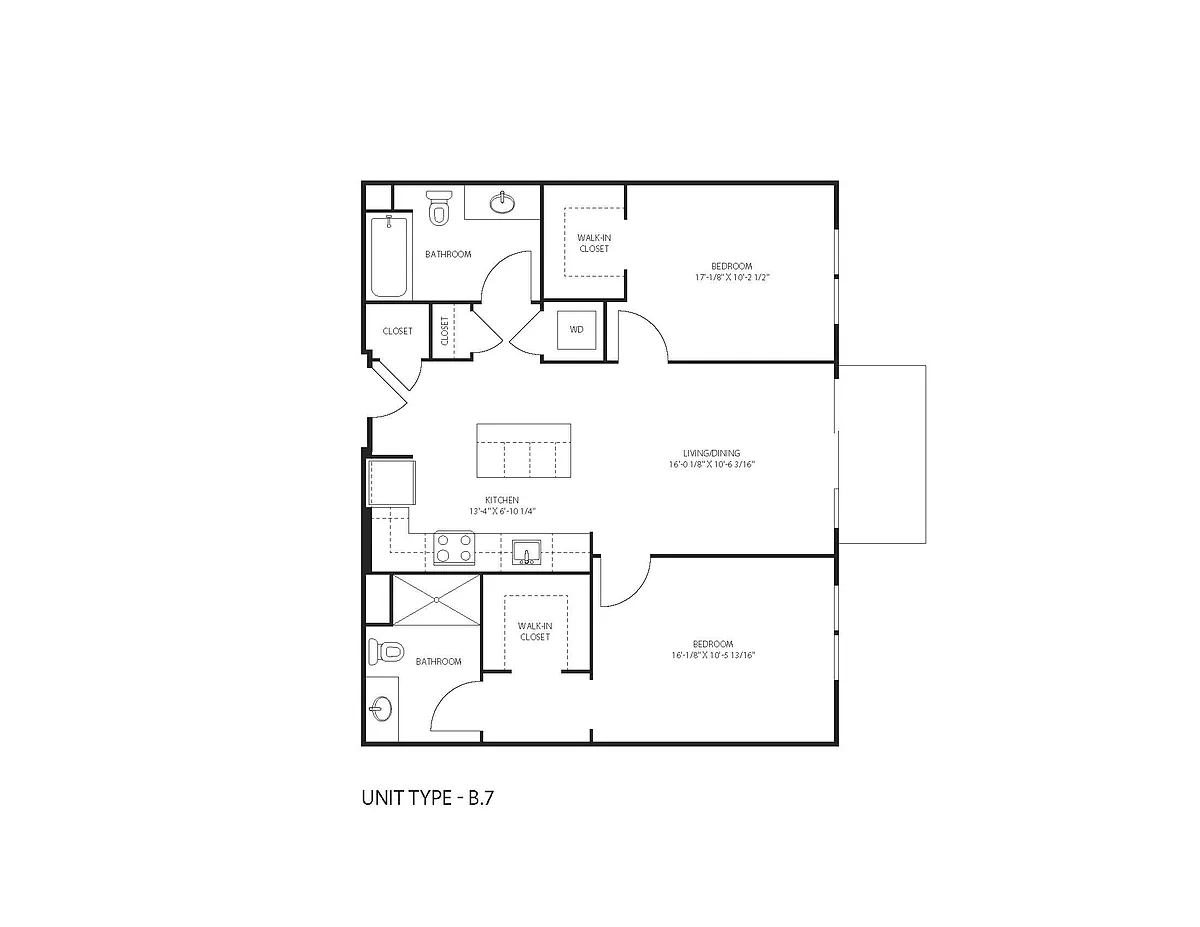 Floor plan B7 Two Bedroom Two Bathroom