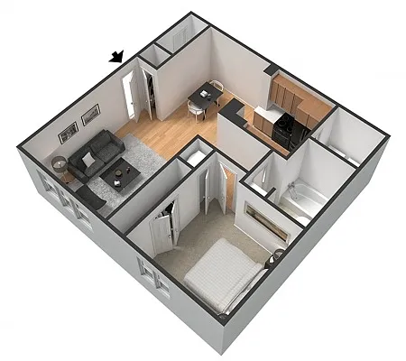 Floor plan 1 Bed 1 Bath