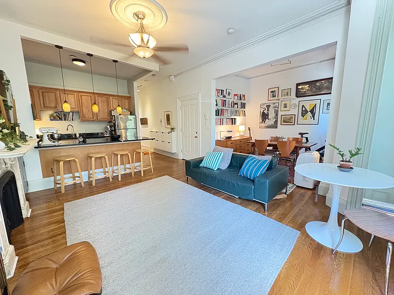living room towards kitchen and dining area