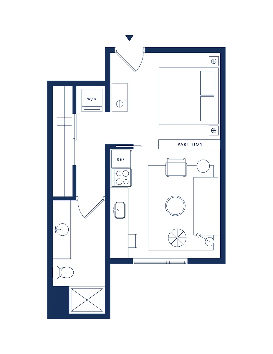Floor plan Income-Restricted Modern 1 Bedroom