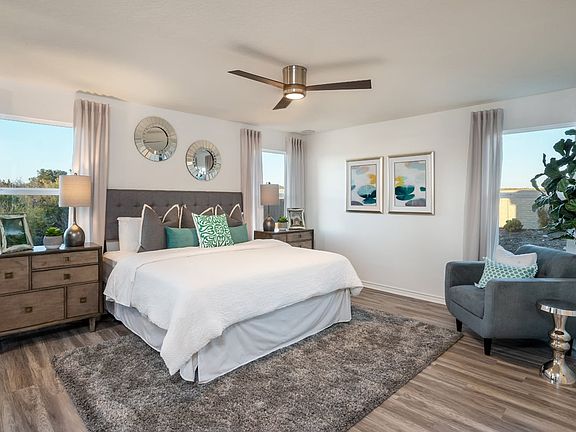 Plan 1702 Primary Bedroom as modeled at Dove Heights