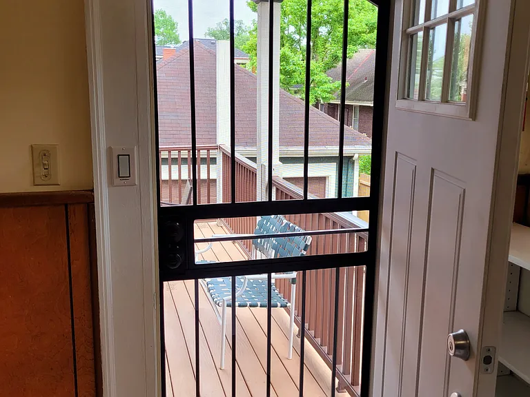 Security door has a screen insert