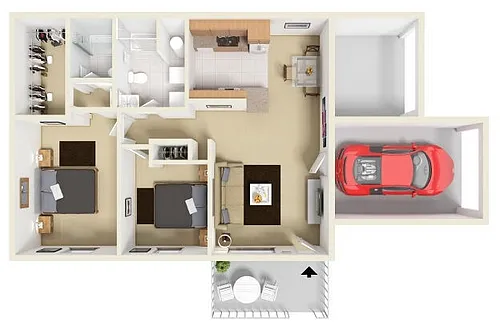 Floor plan 2B/2B/1CA w/storage