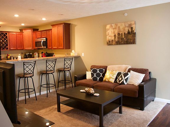 Large living room and kitchen area