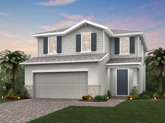 The Starboard, a two-story home with a 2 car garage, shown as Home Exterior C2A