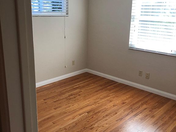 Bedroom looks out on yard