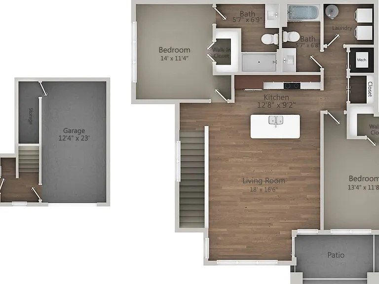 Floor Plan 2B | Drexel Ridge Apartments | Apartments in Oak Creek, WI Floor Plan 2B | Drexel Ridge Apartments | Apartments in Oak Creek, WI