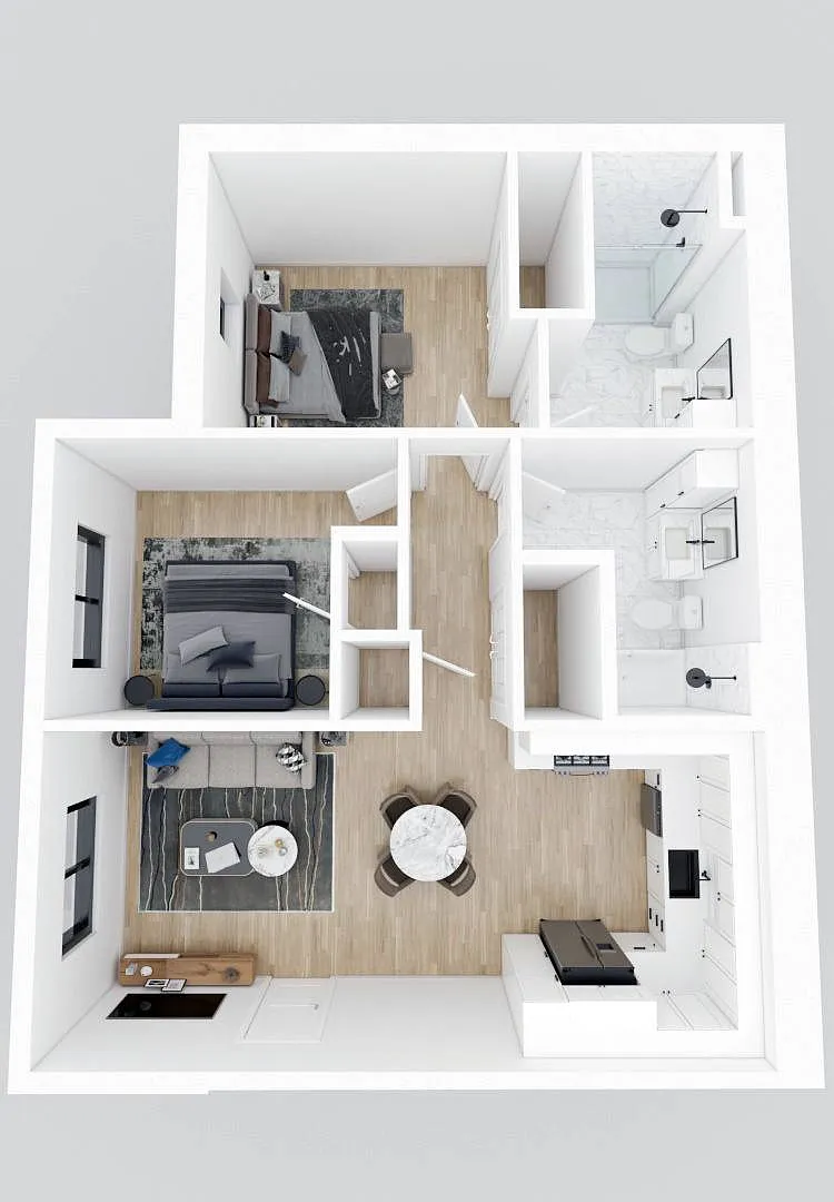 Floor plan 2 Bedroom - Market