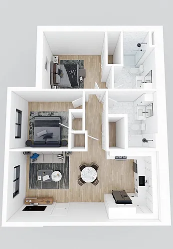 Floor plan 2 Bedroom - Market