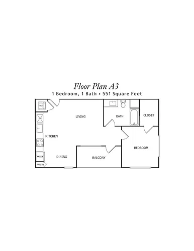 Floor plan 1-BR A3 - Below Market