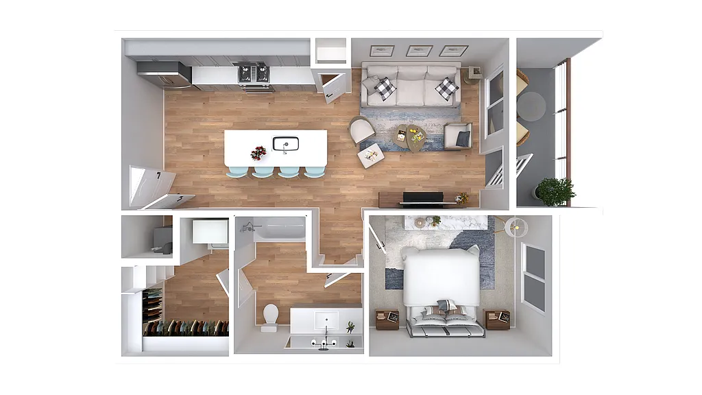 Floor plan 1X1-677