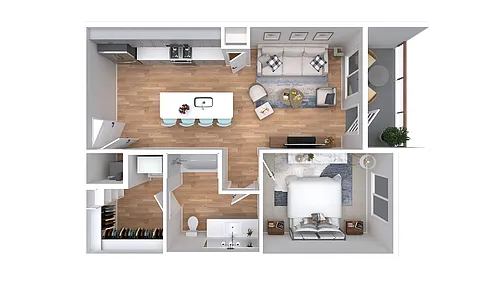 Floor plan 1X1-677