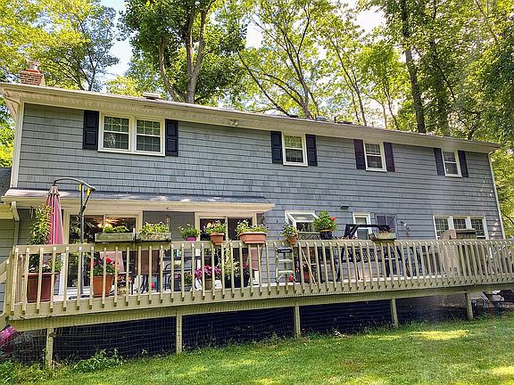 Two car garage on left