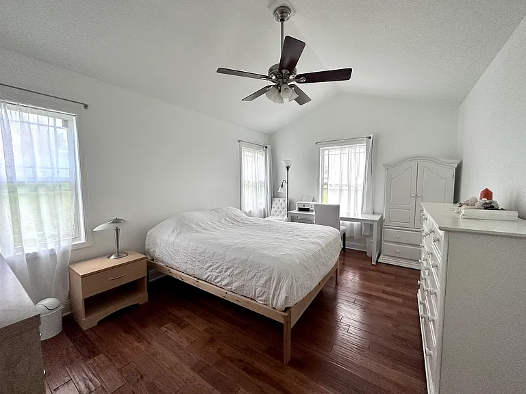 Current white paint in the master bedroom.