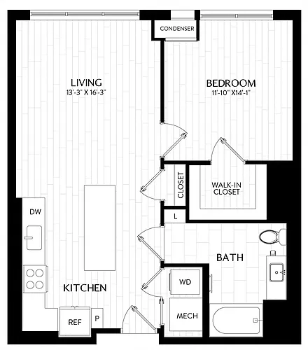 Floor plan 1 Bed/1 Bath-A5