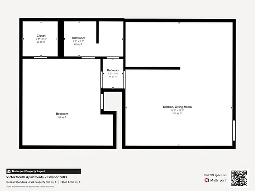 Floor plan 1 Bedroom, 1 Bathroom
