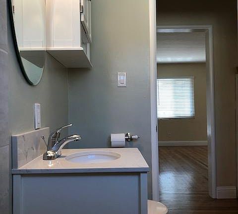 view inside bathroom, looking out