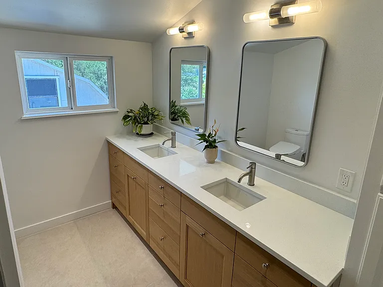 The upstairs primary bath