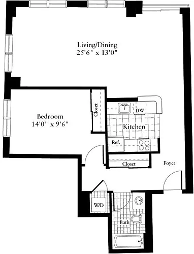 Floor plan 1 Bedroom L