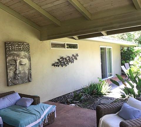 front lanai covered with living room set and dinning