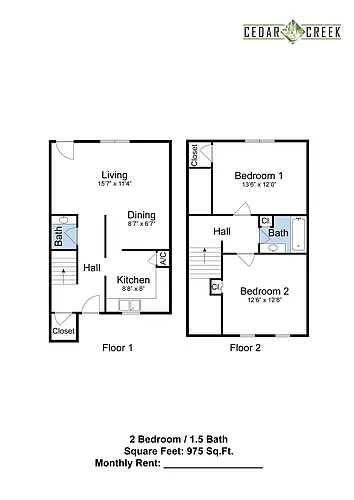 Floor plan 2X15