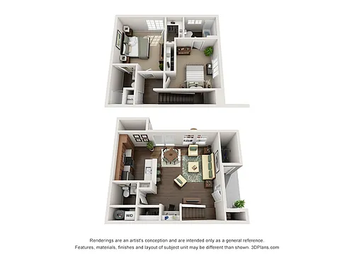 Floor plan Two Bedroom and Two and Half Bath