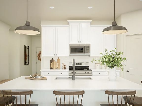 Kitchen with pendant lighting