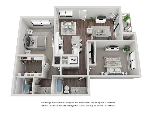 Floor plan B3: 2 Bed 2 Bath