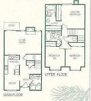 Floor plan Three Bedroom and Two and Half Bath