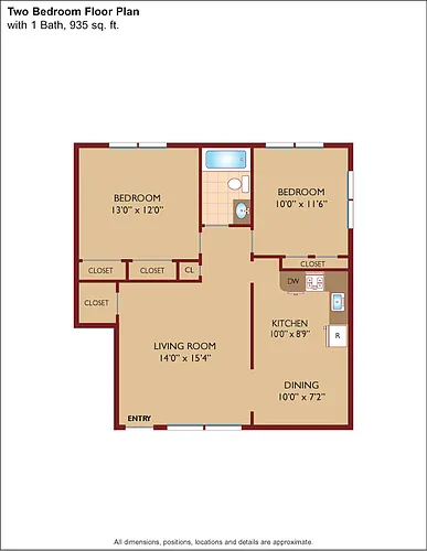 Floor plan $3.11/sq.ft. - Two Bedroom