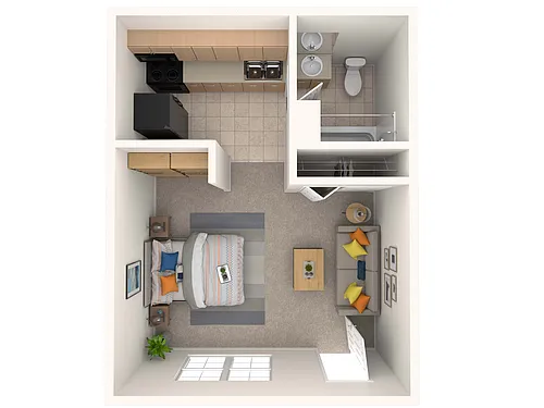 Floor plan Studio 1 Bath