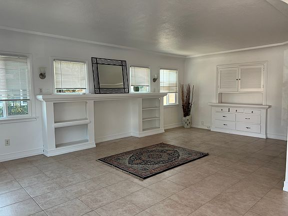 Spacious open living room with built-ins