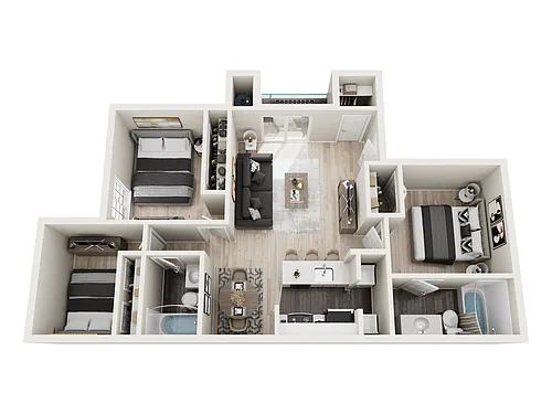 Floor plan Three Bedrooms Two Bathrooms A