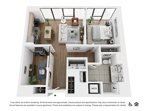 Floor plan One Bedroom with Den