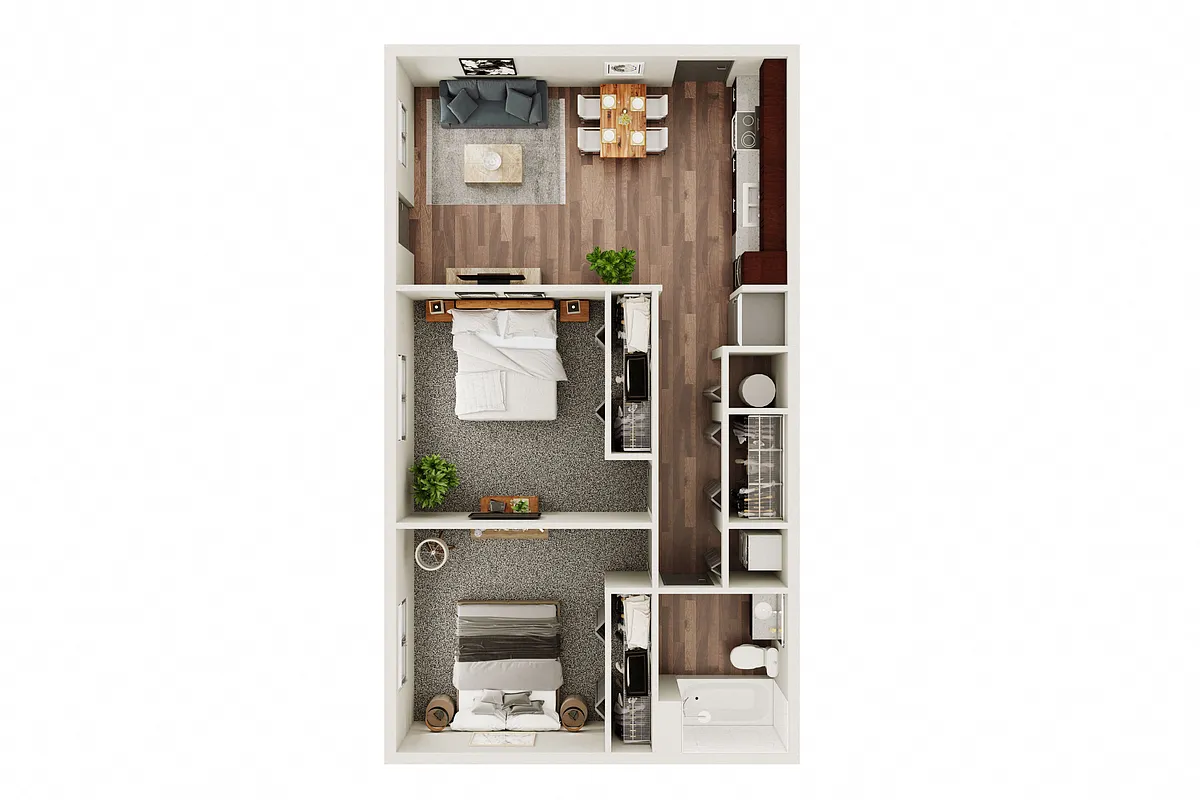 Floor plan 2 Bed / 1 Bath C