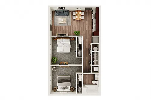Floor plan 2 Bed / 1 Bath C