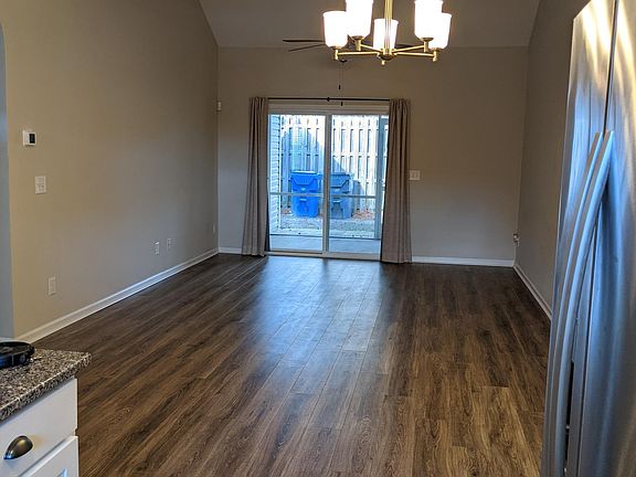 Living area and sliding glass doors