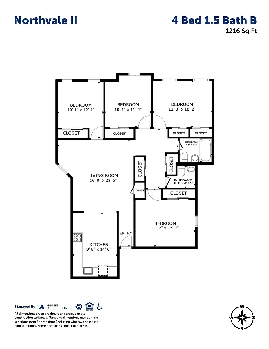 Floor plan 4 Bed 1.5 Bath B
